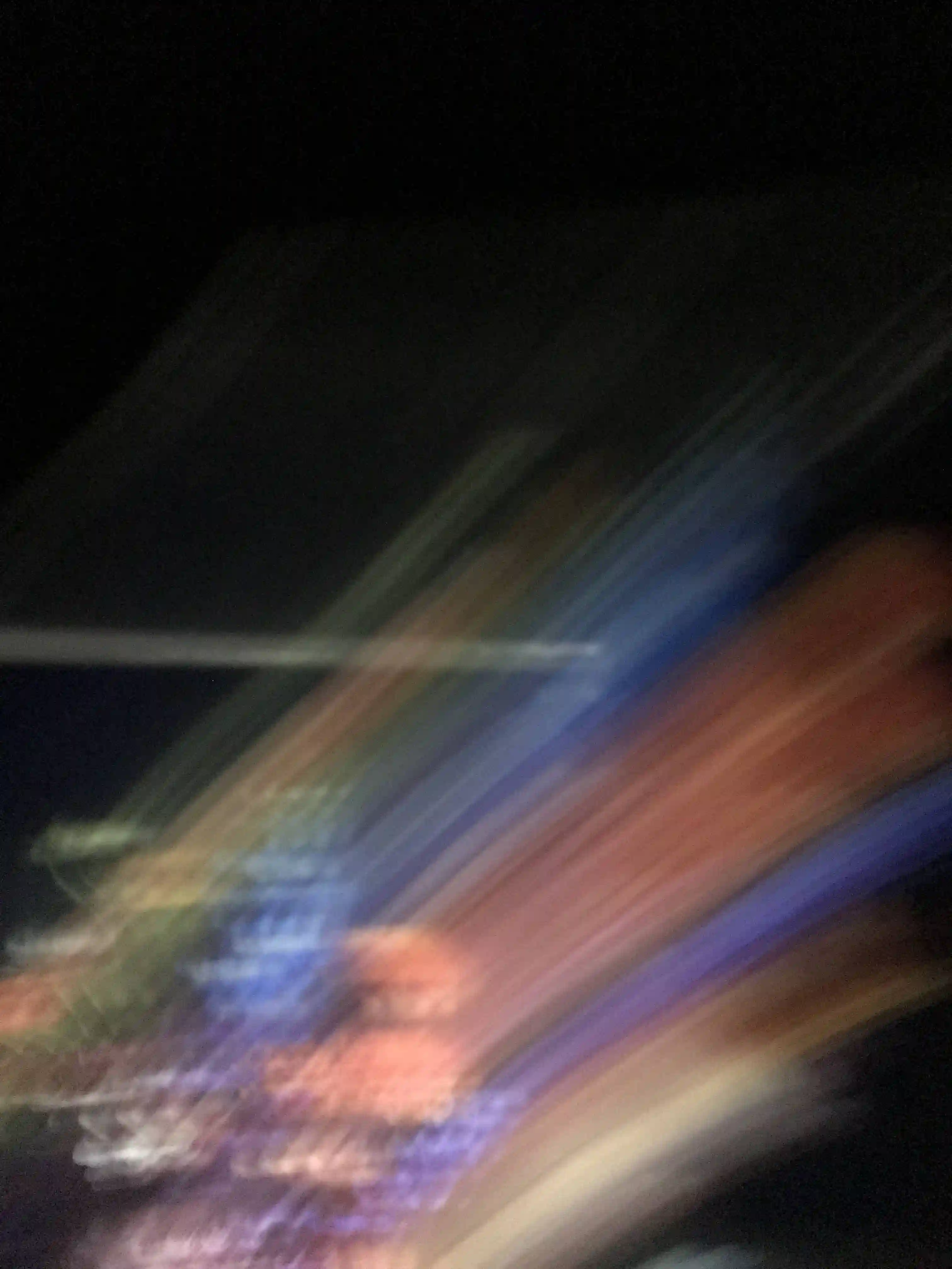 blurry photo with colourful light streaks, kinda like a nostalgic album cover, and obviously taken by some loser without any photography skills, in Toronto at 10:53pm on Friday January 14, 2022.